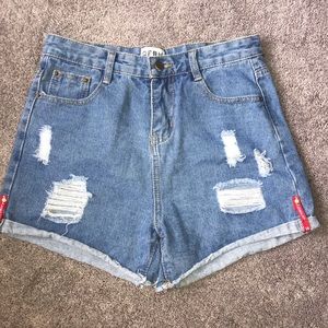 Denim mom jean shorts